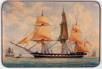 コルベット「ラ・ファヴォリータ」水彩画 フランソワ・ルー（1811-1882）作 フランス 作： Francois Geoffroy Roux