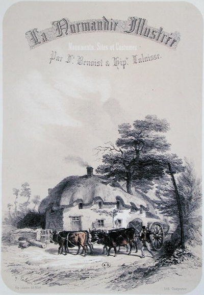 1852年にナントで出版されたシャルパンティエ作の「La Normandie Illustree」のノルマンディーのオルネ地方の章の正面図（エングレービング） 作： Francois Hippolyte (after) Lalaisse