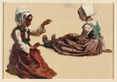 地方の衣装を着た二人の少女 作： Francois Hippolyte Lalaisse