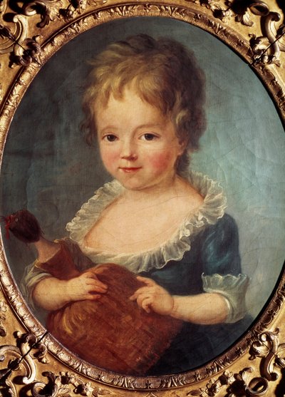 Fille a la poupee フランソワ・ユベール・ドルーエ（1727-1775）の絵画 18世紀。パリ、コニャック美術館 Jay. 作： Francois Hubert Drouais