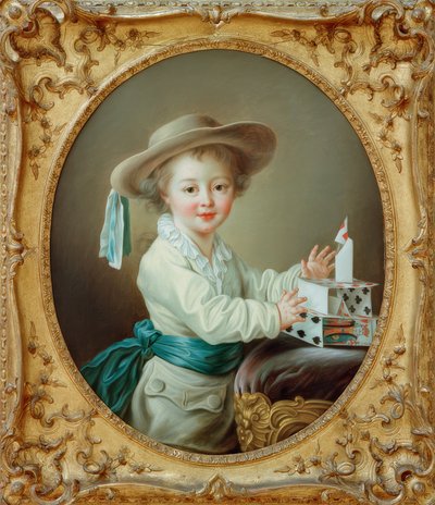 トランプの家を作る少年 作： Francois Hubert Drouais