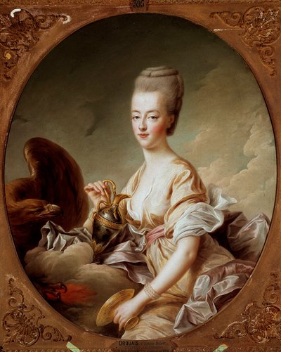 マリー・アントワネット（1755-1793）の肖像、王太子妃、ヘーベとして フランソワ・ユベール・ドゥルエ（1727-1775）作 1773 Sun.0,96x0,8 m Chantilly, musee Conde - フランソワ・ユベール・ドルーエ（1727-1775）作「マリー・アントワネット（1755-1793）の肖像（フランスの王太子妃、ヘーベ姿）」。 作： Francois Hubert Drouais