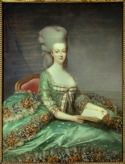 フランス王妃マリー・アントワネット（1755-1793）の肖像 この肖像画は、1781年に王妃が自分の告解者に贈ったものです。フランソワ・ユベール・ドルーエ（1727-1775）作 18世紀 個人蔵 - フランス王妃マリー・アントワネット（1755-1793）の肖像 作： Francois Hubert Drouais