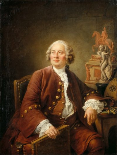 彫刻家エドメ・ブシャードンの肖像 1698～1762 年、1758 年。 作： Francois Hubert Drouais