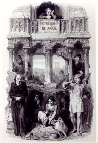 ヴィクトルユーゴー（1802-85）による「ノートルダムドパリ」の前絵（オーギュストフランソワガルニエ、1844年） 作： Francois Joseph Aime de Lemud