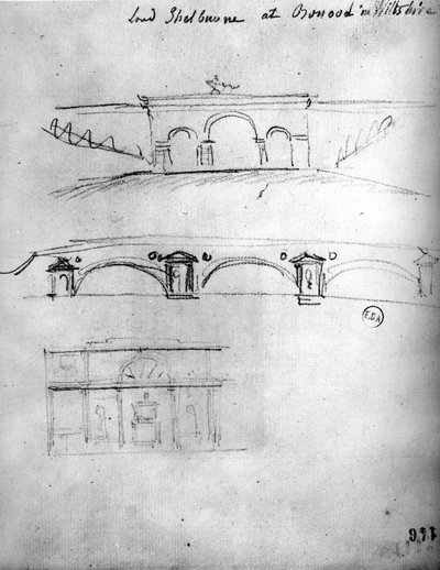 イギリス旅行記」からの建築スケッチ（1766年頃）（紙に鉛筆 作： Francois Joseph Belanger