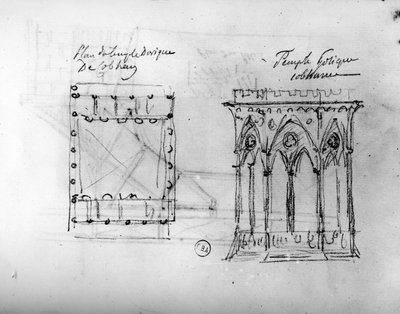 イギリス旅行記」からの建築スケッチ（1766年頃）（紙に鉛筆 作： Francois Joseph Belanger