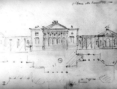 イギリス旅行記」からの建築スケッチ（1766年頃）（紙に鉛筆 作： Francois Joseph Belanger