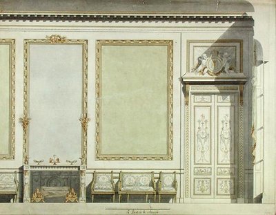 マザラン公爵夫人の家の設計、1777年頃（水彩・紙 作： Francois Joseph Belanger
