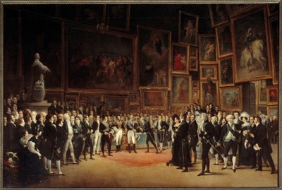 1824年の展覧会の後、芸術家たちに賞を配るシャルル10世（1757-1836） フランソワ・ジョセフ・ハイム（1787-1865）の絵画 1827年 日1,73×2,56メートル 作： François Joseph Heim