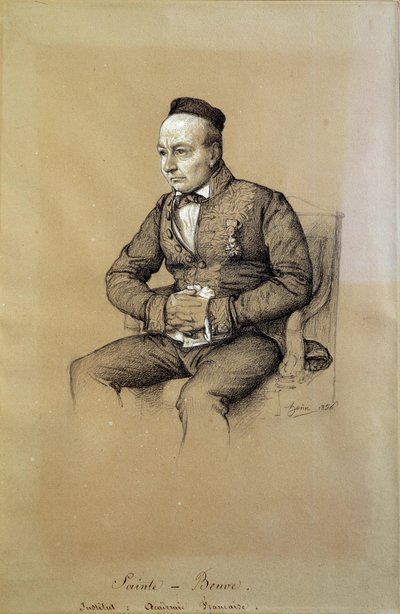 フランスの文芸評論家・作家であるシャルル・オーギュスト・サント・ボーヴ（1804-1869）の肖像。フランソワ・ジョセフ・ハイム（1787-1865）によるドローイング 作： François Joseph Heim