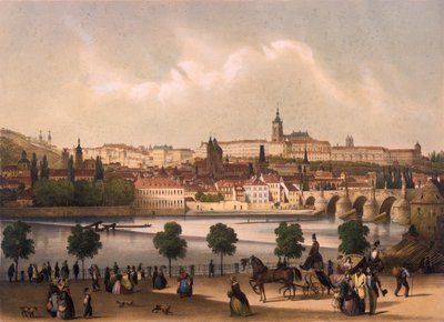 リトルクォーターとプラハ城フラドチャニの眺め、1845年頃 作： Francois Joseph Sandmann