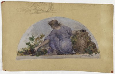 パリ市庁舎の食堂のスケッチ、ラ・ヴァンダンジュ、1893年頃（油彩・紙） 作： Francois Lafon