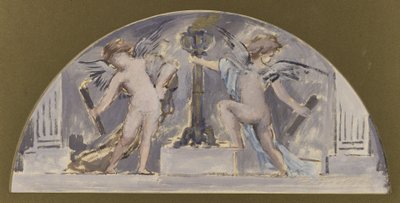 パリ市立美術館のダイニング・ルームのためのスケッチ、松明に点火する二人の恋人 作： Francois Lafon