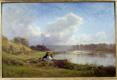 1861年のムードンのセーヌ川岸 フランソワ・ルイ・フランセ（1814-1897）の絵画 1861年 ナント、ボザール美術館蔵 作： Francois Louis Francais
