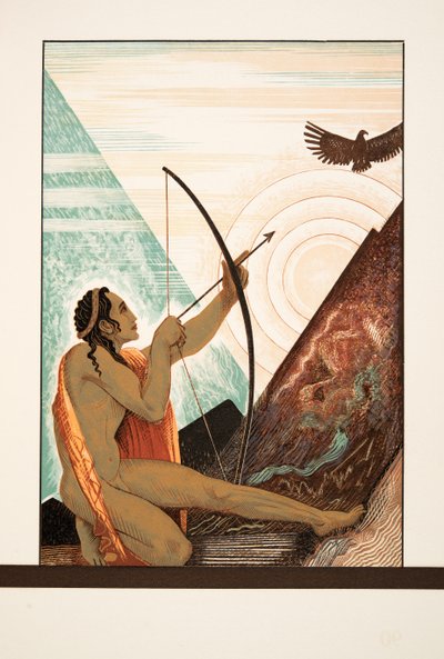 Aechylusのプロメテエンシャンからのヘラクレス、パブ。 1941（ステンシルプリント） 作： Francois Louis Schmied