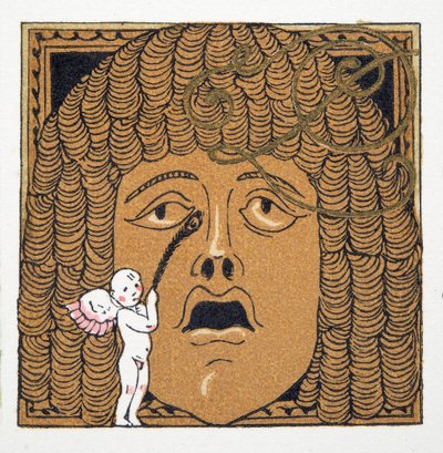 パブのPersonages de Comedieの、キューピッドにくすぐられている鼻。 1922年（ポキアプリント） 作： Francois Louis Schmied