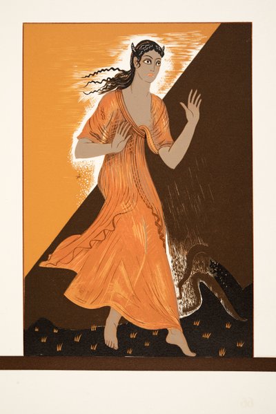 パンドラ、ProméthéeEnchaînéby Aeschylus、パブ。 1941（ステンシルプリント） 作： Francois Louis Schmied