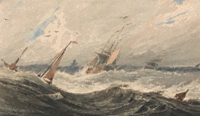 嵐の海のボート 作： Francois Louis Thomas Francia