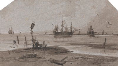 Alukset ankkuroituina avomerellä rauhallisella merellä 作： Francois Louis Thomas Francia