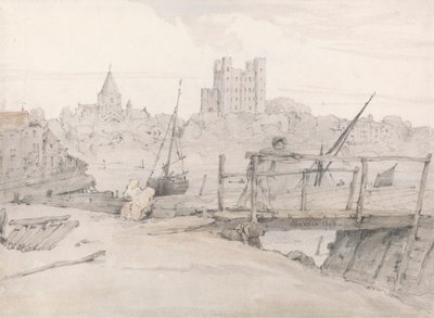Vista sudeste do Castelo de Rochester e da Catedral 作： Francois Louis Thomas Francia