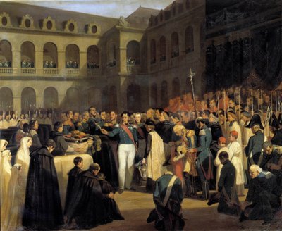 1835年8月5日に行われたフィエスキ襲撃事件の犠牲者の葬儀、ルイ・フィリップ国王の参列のもとで 1835年7月28日、ジュゼッペ・フィエスキ（コルシカ人の陰謀家）によるフランス国王ルイ・フィリップ1世に対する襲撃事件が、パリのテンプル大通りで発生した。P 作： Francois Marius Granet