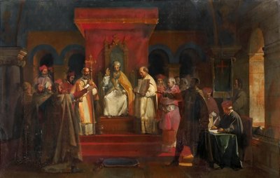 教皇オノリウス2世が1128年にテンプル騎士団に公式の承認を与える 作： Francois Marius Granet