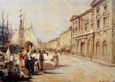 マルセイユ ストリート シーンでサン ジャン通りのビュー。 Francois Maury (1861-1933) の素描 1902 年マルセイユ、旧マルセイユ博物館 作： Francois Maury