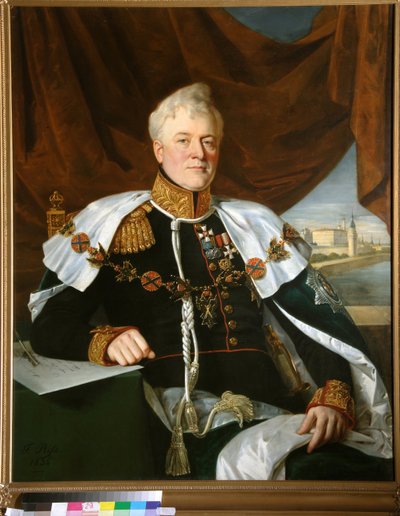 ディミトリ・ウラジミロヴィッチ・ガリツィン王子 (ゴリツィン) (1771-1844) の肖像、聖アンドレ騎士団 (Saint-Andre) の襟付き - フランソワ・ニコラス・リス (1804-1886) 作、キャンバスに油彩 (122x100 cm) 作： Francois Nicholas Riss