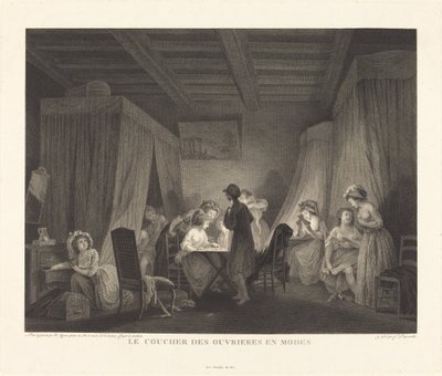 モードでの労働者の就寝時間 作： Francois Nicolas Barthelemy Dequevauviller after Nicolas Lavreince