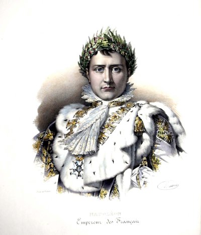 ナポレオン1世（1769-1821）、1804年の戴冠式にて（エングレーヴィング） 作： Francois Pascal Simon (after) Gerard
