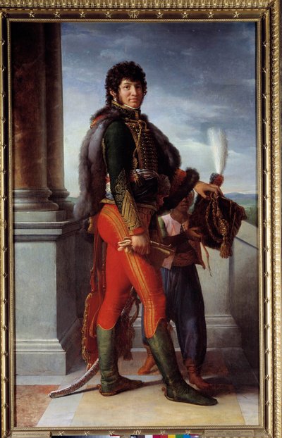 Joachim Murat (1767-1815) 胴体に描かれた肖像画 ユサールの制服を着た帝国軍将校、騎兵師団長、領事親衛隊司令官、1801年のパリ軍事総督 Francois Gerard (1770-1837) による絵画 1801年頃。 作： Baron François Pascal Simon Gérard