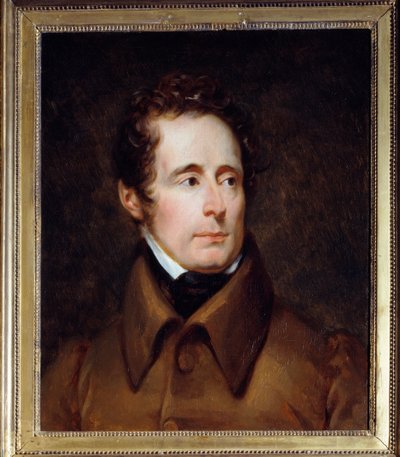 フランスの作家・政治家であるアルフォンス・ド・ラマルティーヌ（1791-1869）の肖像。フランソワ・ジェラール（1770-1837）による絵画 作： Baron François Pascal Simon Gérard