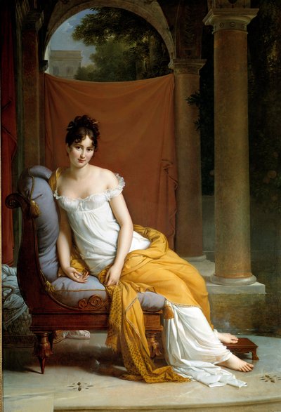 Lettres francaiseの妻、Juliette Recamier dit Madame Recamier (1777-1849)の肖像。フランソワ・ジェラール（1770-1837）による絵画 1805年 日。2,25 x 1,48 m パリ、カルナヴァレ美術館 - レカミエ夫人と呼ばれるジュリエット・レカミエ（1777-1849）の肖像、フランスのソック 作： Baron François Pascal Simon Gérard