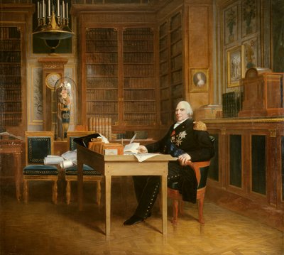 ルイ18世（1755-1824）の肖像 チュイルリーの執務室で憲章について考える フランソワ・ジェラール（1770-1837）がマリニーの後に描いたもの。19世紀の作品。19世紀。2,7x3,1 m - ルイ18世（1755年～1824年）の肖像、チュイルリーの執務室で憲章に思いを馳せる。 作： Baron François Pascal Simon Gérard