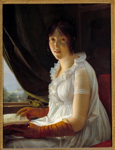 バルビエ・ワルボンヌ夫人（1763-1837）の肖像 画家ジャック・リュック・バルビエの妻 フランソワ・ジェラール（1770-1837）による絵画 1796年 日。0,79x0,59 m 作： Baron François Pascal Simon Gérard