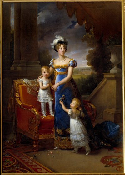 マリー・カロリーヌ（2つのシチリアの王女、ベリー公爵夫人）（1798-1870）とその子供たちの肖像 フランソワ・ジェラール（1770-1837）による絵画 1820年 日。0.4x0.3 m 作： Baron François Pascal Simon Gérard