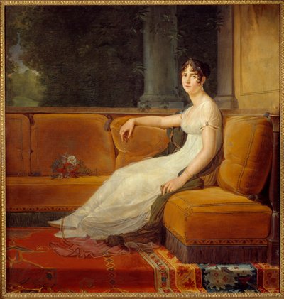 マルメゾンのサロンでの皇后ジョゼフィーヌ・ド・ボーアルネ（1763-1814）の肖像 絵画：フランソワ・ジェラール（1770-1837） 1801年 日の丸。1,71x1,64 m Malmaison, musee du chateau - 皇后ジョゼフィーヌ・ド・ボーアルネ（1763-1814）の全身像。 作： Baron François Pascal Simon Gérard