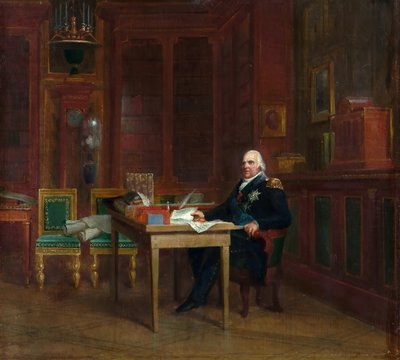 チュイルリーでの研究におけるルイ18世1755-1824 作： Francois Pascal Simon Gerard