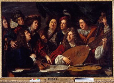 音楽家の会合 絵画 フランソワ・ピュジェ（1651-1707）1688年 日1,47×2,12メートル 作： Francois Puget