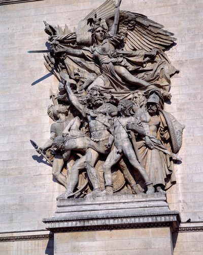 パリの凱旋門でのマルセイエーズ。フランソワ・ルード（1784-1855）の彫刻 作： Francois Rude