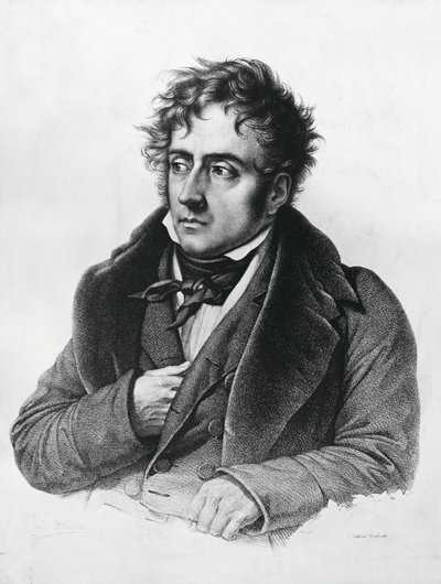 フランスの作家、政治家、外交官、歴史家であるFrancois-Rene, vicomte de Chateaubriand (1768-1848)の肖像。 作： Francois Seraphin Delpech
