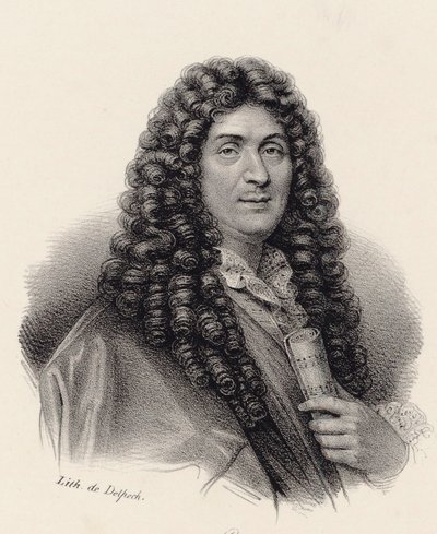 作曲家ジャン＝バティスト・リュリの肖像（1632～1687年）。 作： Francois Seraphin Delpech