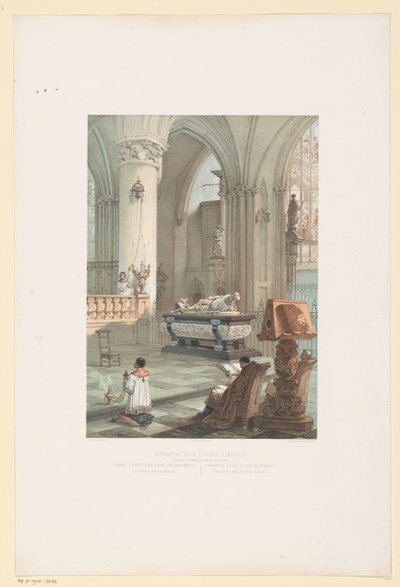 Ernst van Oosternijk の墓があるブリュッセルの Sint-Michiel-en-Sint-Goedelekathedraal の内部 ブリュッセルの聖グドゥレ教会の内部（エルネスト・ドートリシュ大公の墓）/墓d. エルンスト・フォン・オススターライヒ大公 (...) / Interio 作： Francois Stroobant