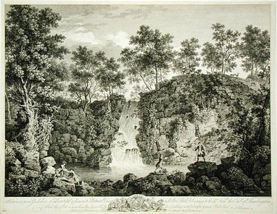 View of a Cascade at Bolton Park, Craven, Yorkshire, published 1753 (carving) 作： Francois Vivarez