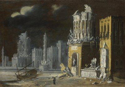 セントオーガスティンと子供がいる幻想的な遺跡、1623 作： Francois de Nome