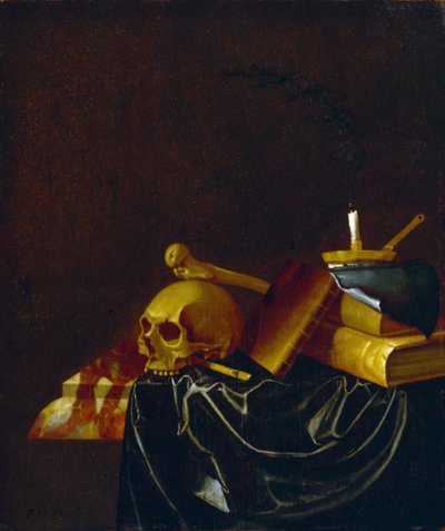ヴァニタス、1692（オークパネルに油彩） 作： Francois van Daellen