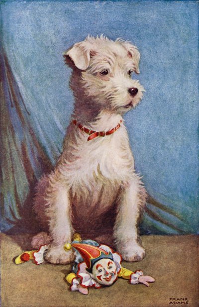 おもちゃのピエロを持つ犬 (カラーリソ) 作： Frank Adams