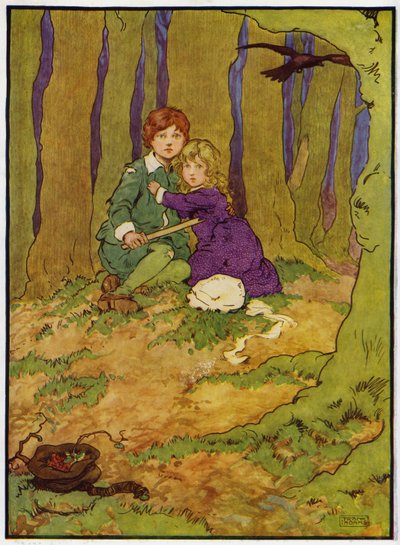 Babes in the Wood」のイラスト（カラーリトグラフ 作： Frank Adams