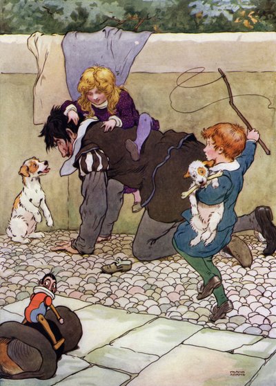 The Babes in the Wood」のイラスト（カラーリトグラフ 作： Frank Adams